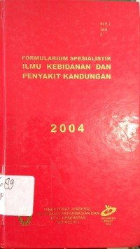 Formularium Spesialistik Ilmu Kebidanan dan Penyakit Kandungan